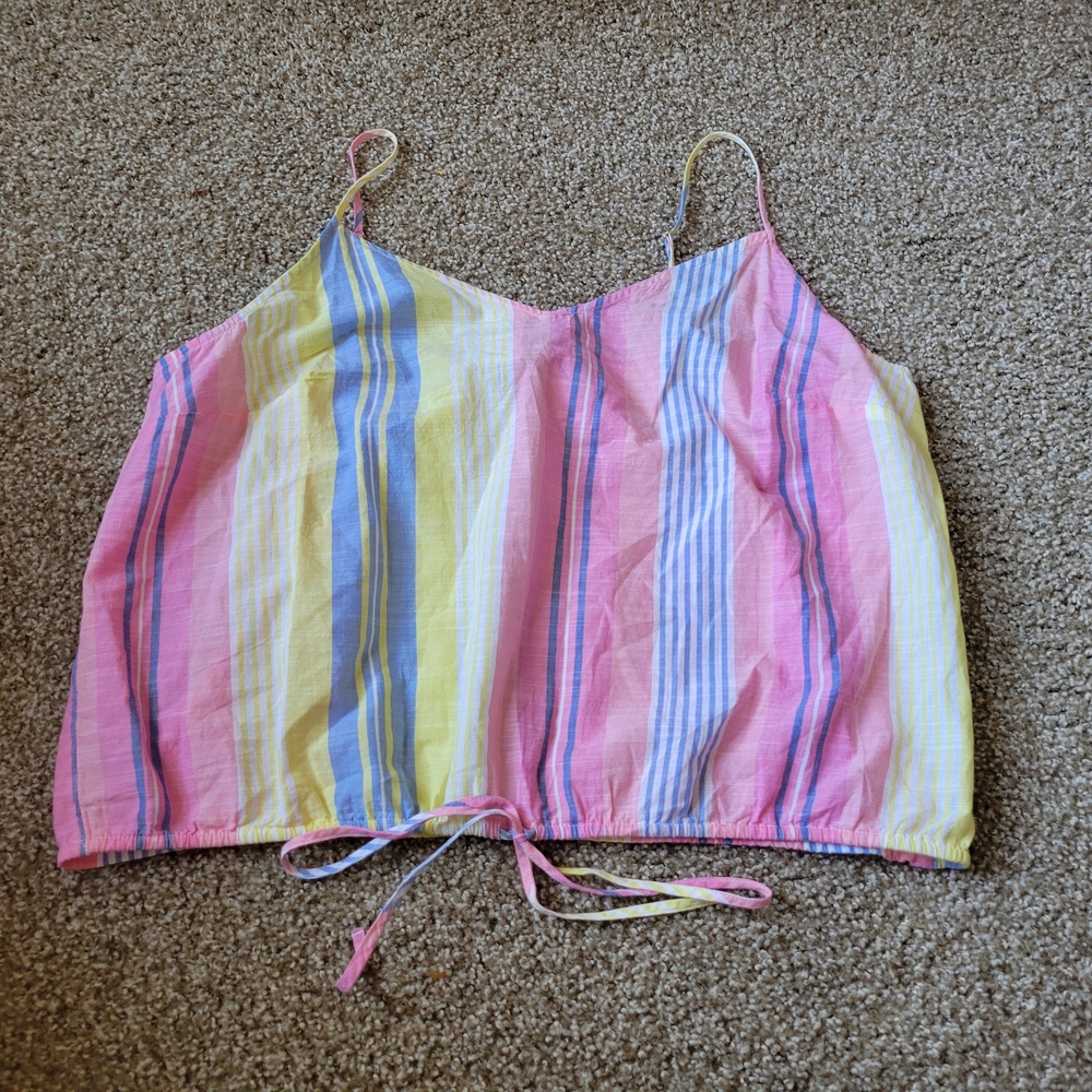 NWT Lane Bryant Vibrant Striped Crop Drawstring Tank Top